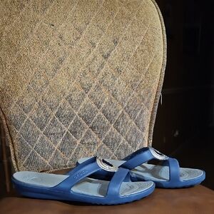 Crocs Sanrah Circle Slip On Slides Sandals Shoes Navy Blue